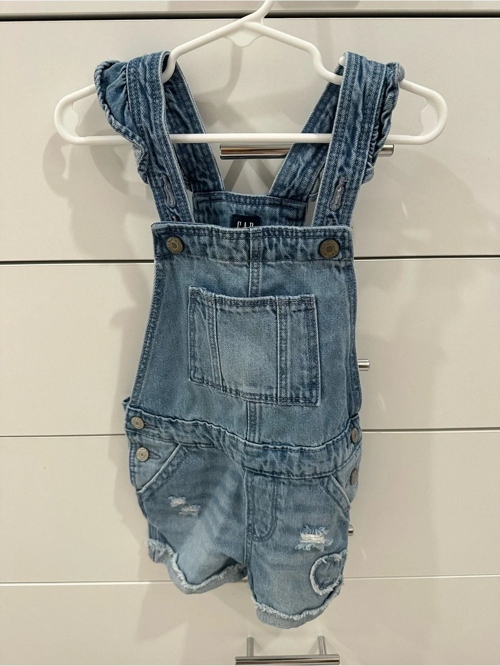 GAP Girls Light Blue Denim Short Overalls Size 5
